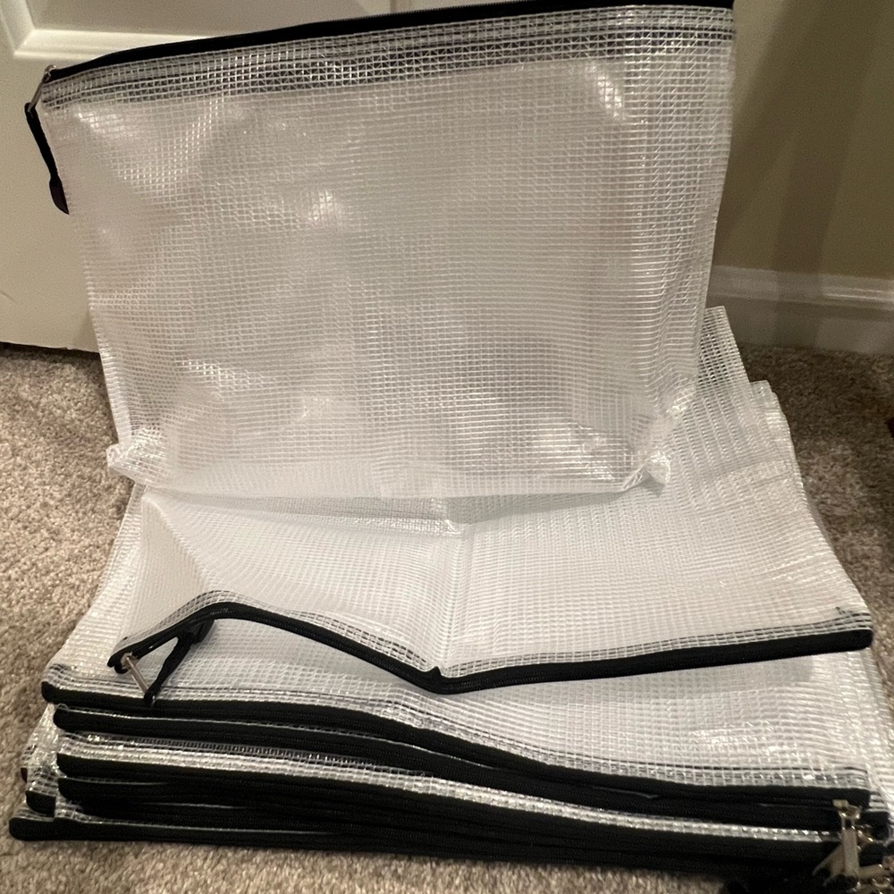 Clear Mesh Zipper Pouch Set with Black Trim - Multipack